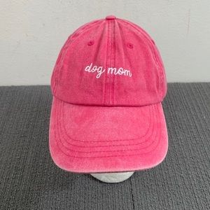 Dog Mom Baseball Hat Womens Adjustable Red Pink Acid Wash Strapback Anvil